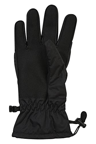 Mountain Warehouse Guantes Impermeables clásicos de Mens - Guantes Que completan un Ciclo Textured de la Palma, Guantes de la Mano de Ripstop con la Hebilla rápida Negro L