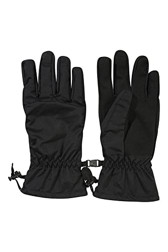 Mountain Warehouse Guantes Impermeables clásicos de Mens - Guantes Que completan un Ciclo Textured de la Palma, Guantes de la Mano de Ripstop con la Hebilla rápida Negro L