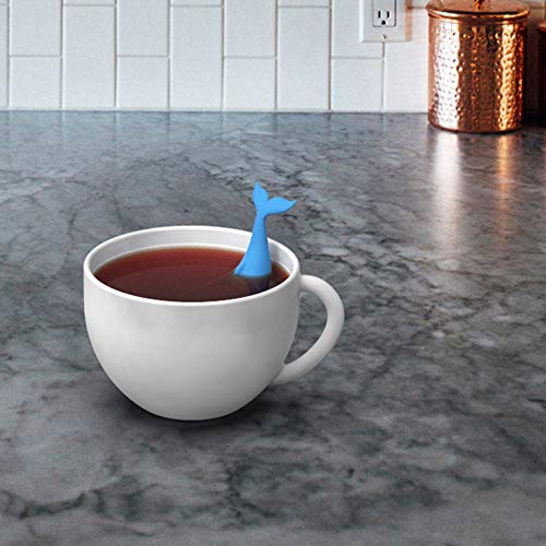 Mousyee Infusor te Original, 2 Piezas Infusor de Té Infusor de Té de Silicona de Grado Alimenticio de Ballena Azul Grande Filtros de Té de Hojas Sueltas Creativos con Malla Fina para Tazas más Grandes