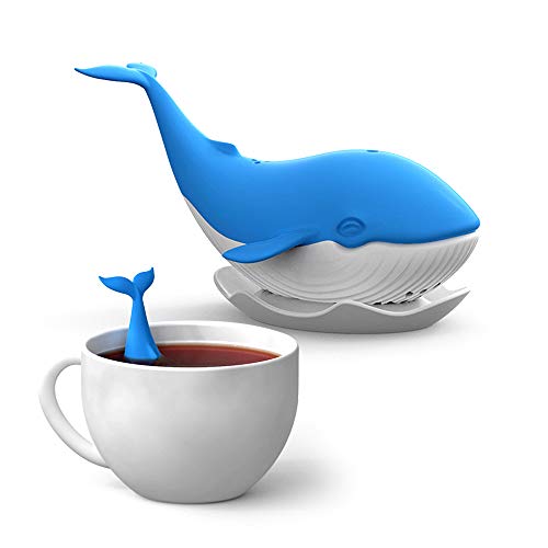 Mousyee Infusor te Original, Infusor de Té, Infusor de Té de Silicona de Grado Alimenticio de Ballena Azul Grande Filtros de Té de Hojas Sueltas Creativos con Malla Fina para Tazas más Grandes