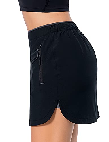 MOVE BEYOND Faldas Pantalón de Tenis para Mujer con 3 Bolsillos Falda Deportiva Ligera con Pantalón Corto Incorporado para Golf Correr Entrenamiento, Negro y Gris ClaroXS