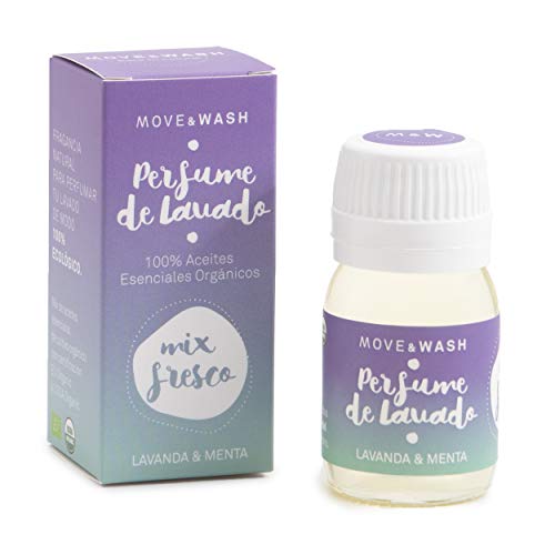 Move & Wash Aceite Esencial Bio - Perfume de Lavado - Lavanda y Menta - Mix Fresco - 30 ml - Certificado EU Organic y USDA Organic