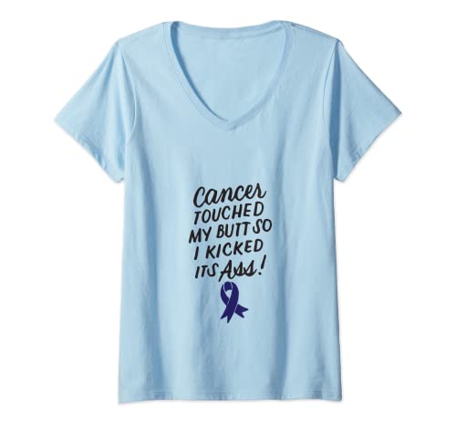 Mujer Divertido Colon Cancer Survivor Cancer Awareness mes Ribbon Camiseta Cuello V