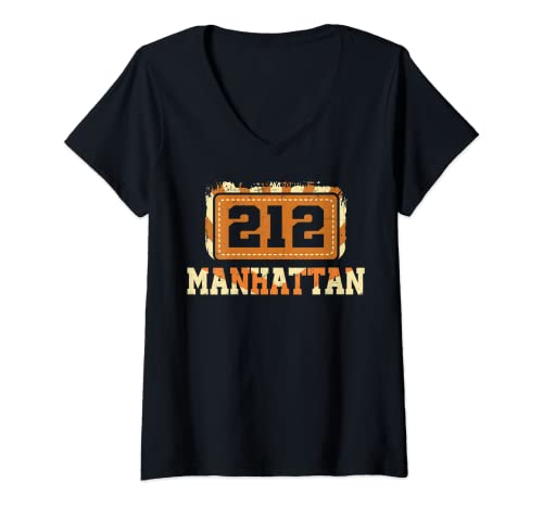 Mujer Manhattan 212 Código de Área del Estado de Nueva York, Vintage NYC Camiseta Cuello V