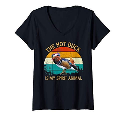 Mujer Vintage Retro Style Summer My Spirit Animal Mandarin Duck Camiseta Cuello V