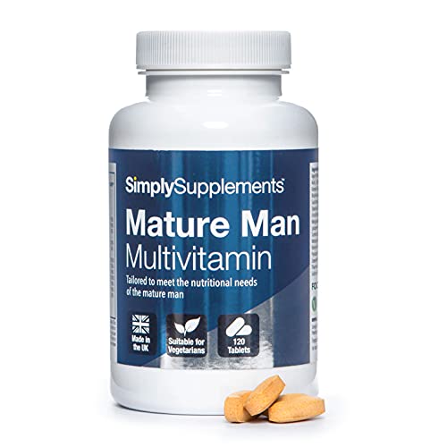 Multivitaminas para Hombres - Para mayores de 65 años - ¡Bote para 4 meses! - 120 Comprimidos - Apto para vegetarianos - SimplySupplements