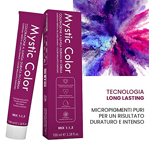 Mystic Color - Coloración Permanente en Crema con Aceite de Argán y Caléndula - Tinte de Larga Duración, Tinte Pelo Mujer - Rubio Rojo Intenso 7.66-100ml