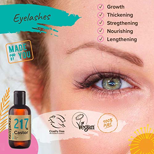 Naissance Aceite de Ricino Puro Prensado en Frio (No. 217) 100ml - Hidratante Nutritivo Natural Pelo Piel Uñas Cejas Pestañas Ojos - Ideal Para Masaje Corporal Facial Crecimiento Barba - Vegano