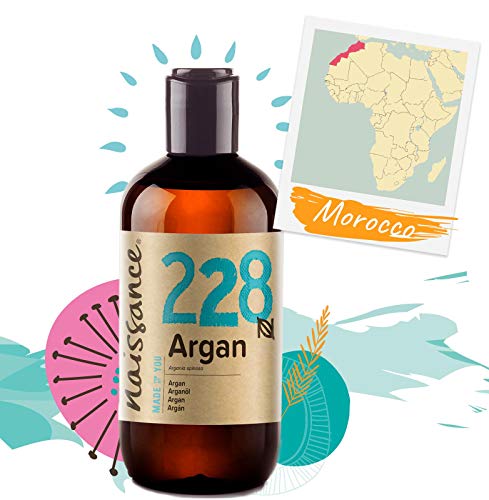 Naissance Aceite Vegetal de Argán de Marruecos n. º 228 – 250ml - Puro, natural, vegano, sin hexano y no OGM - Hidratación natural para el rostro, el cabello, la barba y las cutículas.