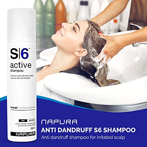 Napura S6 200ml Champu Anticaspa, Champu dermatitis seborreica pelo, Champu descamacion Champu seborregulador - champu cuero cabelludo sensible - Champu ph neutro