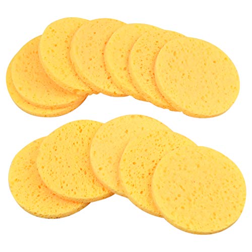 NATUCE 50 Piezas Esponjas Desmaquillantes Faciales, Esponjas Desmaquillantes Reutilizables, 8 * 8CM (Redondo, Amarillo) (50Pcs)