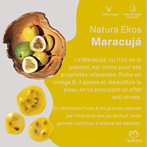 NATURA - Gel de Ducha Exfoliante Maracuja Natura Ekos - Exfolia Ligeramente y Suaviza la Piel - Proporciona una Piel Suave, Lisa y Perfumada - 100% Vegano - Cruelty Free - Tubo de 200 ml