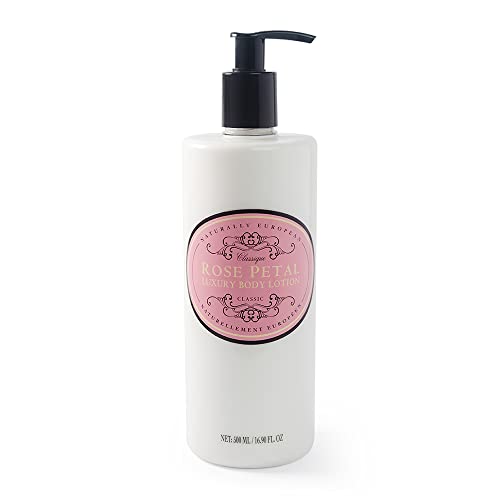 Naturally European Rose Petal Oil Rich & Nourishing Organic Full Body Lotion 500ml | Paraben Free Cleansing and Moisturising Natural Full Luxury Body Lotion