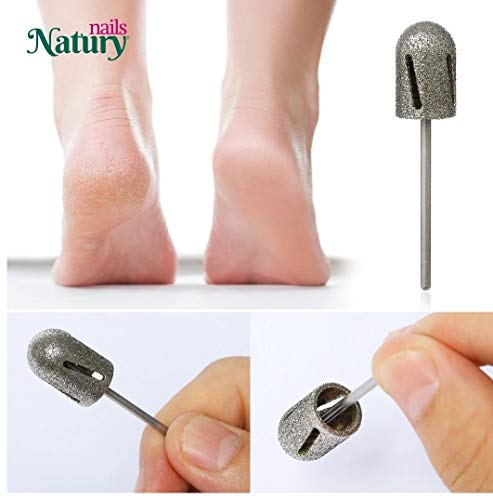 Natury Nails Fresa de Diamante para Torno de uñas. Broca para Pedicura Callosidades y Asperezas. Grano Medio