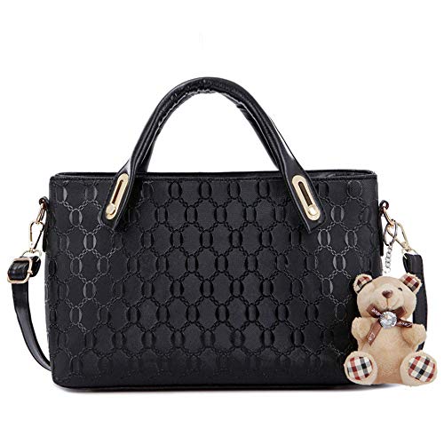 N/D FGXY 4 Bolsos De Piel Para Mujer Bandolera, Bolso De Cuero De La PU De La Manera, Bolso De Las señoras De La Moda, Señoras Personalidad Bolsa De Cosméticos 4 Unidades Set (Negro)