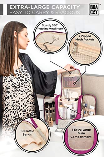 Neceser De Viaje Colgante Extragrande para Mujeres/Hombres, Bolsa de Higiene, Kit Organizador para el Baño y la Ducha con Bandas Elásticas para Artículos de Tocador, Cosméticos, Maquillaje y Pinceles