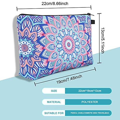 Neceser Maquillaje Pequeño, Comius Sharp 4 Piezas Cosméticos Bolsa de Aseo Pequeña Práctico Estampado Impresión Diseño Mandala Portátil Impermeable Billetera Bolsa Neceser Viaje Organizadores