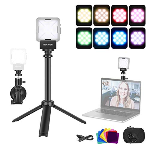 Neewer Kit de Iluminación de Zoom para Videoconferencia con Ventosa/Filtro de Color/Trípode, Lámpara para Portátil MacBook Trabajo a Distancia/Videollamada/Self Broadca/Transmisión en Vivo