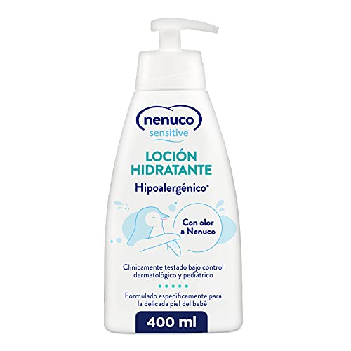 Nenuco Sensitive Loción Hidratante Hipoalergénica para bebé de fácil absorción y con olor A Nenuco, 400 ml