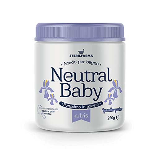 Neutral Baby es almidón de arroz en polvo, para un baño suave y hermoso. Para el cuidado y la limpieza de la piel delicada y sensible desde el nacimiento. (IRIS)