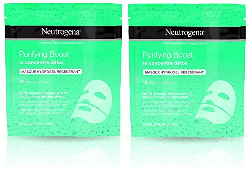 Neutrogena Purifying Boost Máscara Hidrogel Regeneradora - 2 Unidades x 30 ml.