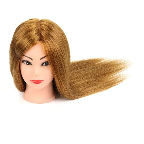 Neverland Cabeza de maniquí para prácticas de peluquería, 60% pelo real, cabeza de maniquí, cabeza de formación, cabeza con soporte y trenzas de peinado #27