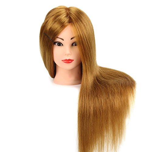 Neverland Cabeza de maniquí para prácticas de peluquería, 60% pelo real, cabeza de maniquí, cabeza de formación, cabeza con soporte y trenzas de peinado #27