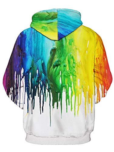 NEWISTAR - Sudaderas con capucha unisex impresión HD 3D, ligera, con bolsillos Multicolor Arco Iris M