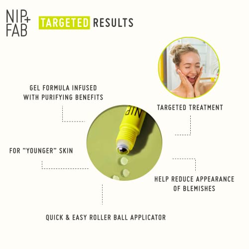 Nip + Fab Teen Skin Fix Spot Zap | Gel De Cara Con Ácido Salicílico | Hamamelis | Extracto de Wasabi | Eliminación de Manchas | Prevención del Acné | Limpieza de Poros | 15 ml