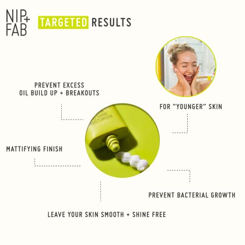 Nip + Fab Teen Skin Fix Zero Shine | Crema Facial Humectante con Niacinamida y Extracto de Wasabi Antioxidante | Crema Facial Matificante | Control del Sebo | Tratamiento Antiacné | 40 ml
