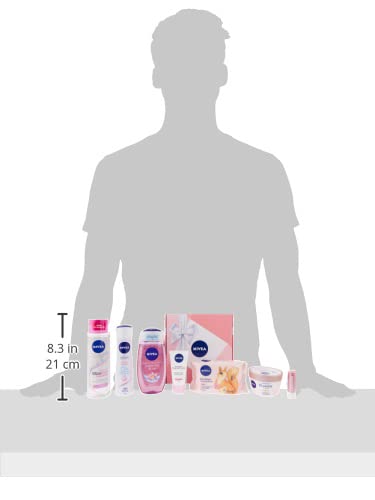 NIVEA Caja de regalo rosa, set de cuidado con champú, paños de limpieza, cuidado diario, ducha y más, set de regalo con productos de cuidado para momentos especiales de bienestar.