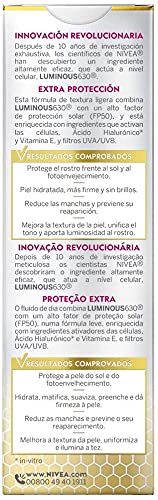 NIVEA Cellular LUMINOUS 630 Antimanchas Crema de Día FP50 Fluido Triple Protección (1 x 40 ml), crema iluminadora de cuidado facial, tratamiento antimanchas con FP50