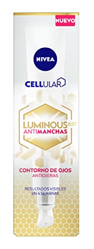 NIVEA Contorno de Ojos Antiojeras Cellular Luminous630 (1 x 15 ml), crema antiedad con ácido hialurónico, crema antiarrugas para deshinchar la mirada cansada