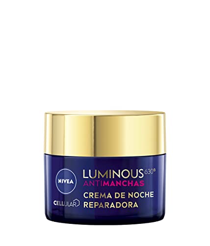 NIVEA Crema de Noche Reparadora Cellular Luminous630 (1 x 50 ml), crema regeneradora con ácido hialurónico, crema antimanchas facial para rostro, cuello y escote