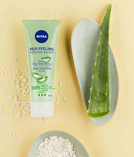 NIVEA Exfoliante de arroz orgánico de aloe vera, limpieza facial natural con alta intensidad exfoliante, exfoliante facial sin microplásticos