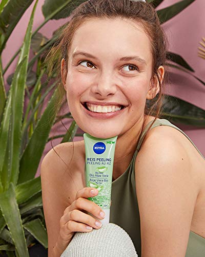 NIVEA Exfoliante de arroz orgánico de aloe vera, limpieza facial natural con alta intensidad exfoliante, exfoliante facial sin microplásticos