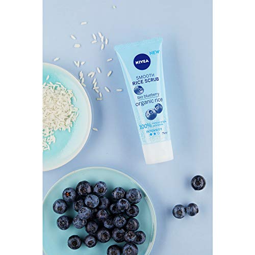 NIVEA Exfoliante de Arroz Suave, exfoliante facial para una piel purificada, gel exfoliante con arroz y arándanos orgánicos para una limpieza facial suave - 1 x 75 ml