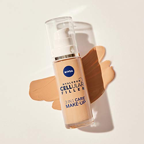 NIVEA Hyaluron Cellular Filler - Maquillaje 3 en 1 (30 ml), base hidratante con ácido hialurónico