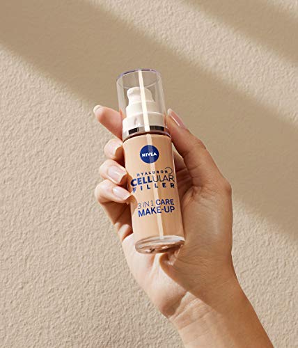 NIVEA Hyaluron Cellular Filler - Maquillaje 3 en 1 claro (30 ml), base hidratante con ácido hialurónico, maquillaje facial para una tez más equilibrada