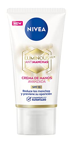 NIVEA Luminous630 Crema de Manos Antimanchas (1 x 50 ml), crema hidratante con ácido hialurónico, crema nutritiva con protección solar 15