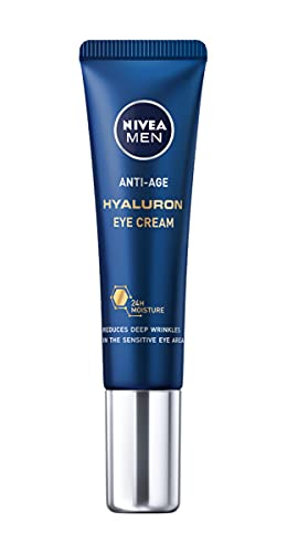 NIVEA MEN Contorno de Ojos Antiedad con Ácido Hialurónico (1 x 15 ml), crema antiarrugas que reafirma la piel, crema de hombre para una piel de aspecto más joven