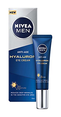 NIVEA MEN Contorno de Ojos Antiedad con Ácido Hialurónico (1 x 15 ml), crema antiarrugas que reafirma la piel, crema de hombre para una piel de aspecto más joven