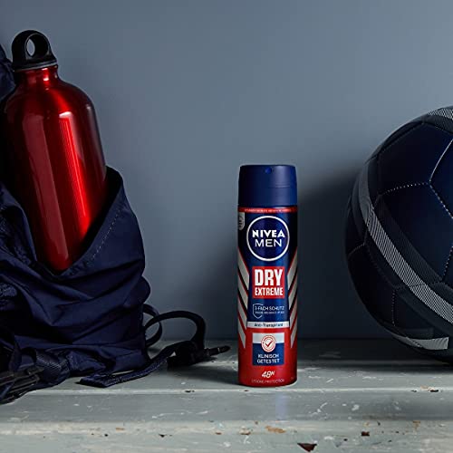 NIVEA MEN Dry Extreme - Desodorante en spray (150 ml), antitranspirante que protege contra todo tipo de sudoración, desodorante potente con complejo de zinc altamente eficaz.