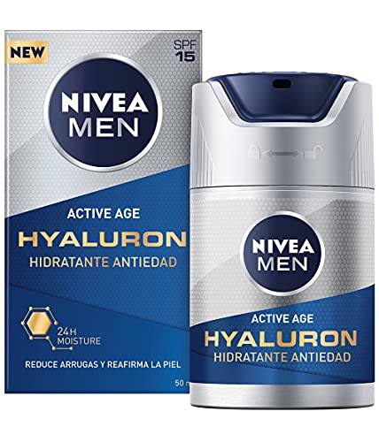 NIVEA MEN Hyaluron Pack Cuidado Facial Antiedad Hombre, pack de hombre con crema antiedad (1 x 50 ml) y contorno de ojos (1 x 15 ml)