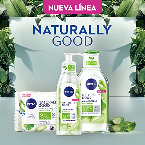 Nivea Naturally Good Agua Micelar con Aloe Vera Bio, 400ml