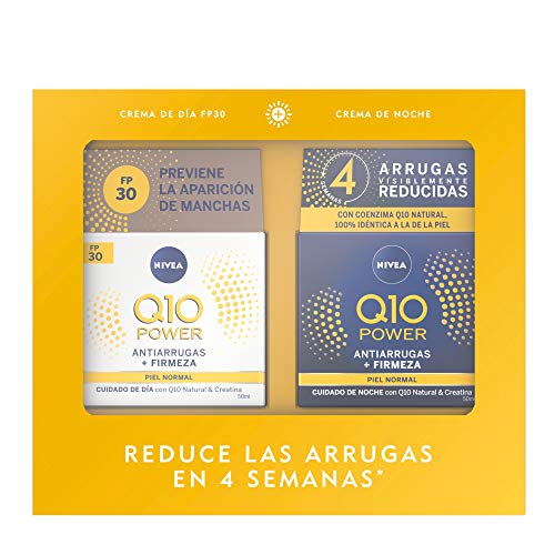 NIVEA Pack Q10 Tratamiento Antiarrugas 4 semanas, set de cremas reafirmantes, caja de regalo con crema de día con FP30 (1 x 50 ml) y crema de noche (1 x 50 ml)