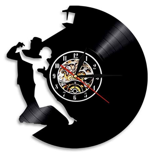 NL Reloj de Pared Reloj de Pared de Vinilo Vintage International Standard Dance 3D Retroiluminación Noche Relojes de luz de luz de Vinilo Decorativo DIY Reloj Reloj-7 Luces de Color