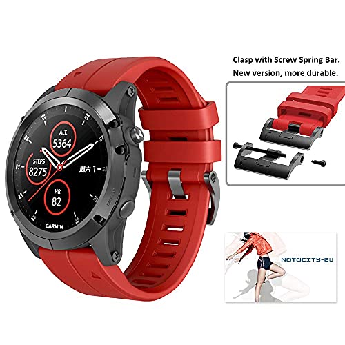 NotoCity Garmin Fenix 3 Correa, Silicona Reemplazo Correa para Garmin Fenix 5X/Fenix 5X Plus/Fenix 6X/Fenix 6X Pro/Fenix 3/Fenix 3 HR, Easy-Fit, no Adapta a Fenix 5