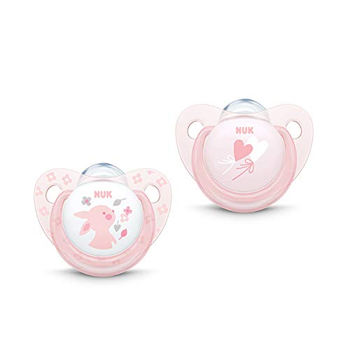 NUK Baby Rose&Blue - Chupete para 0-6 meses, Rosa, 2 Unidades