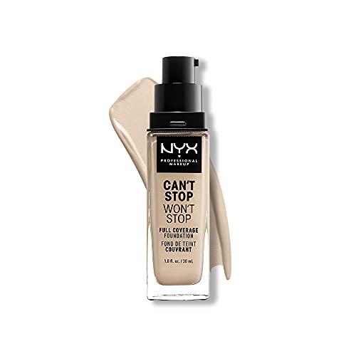 NYX Professional Makeup Base de maquillaje Can't Stop Won't Stop Full Coverage Foundation, Larga duración, Waterproof, Fórmula vegana, Acabado mate, Tono: Fair